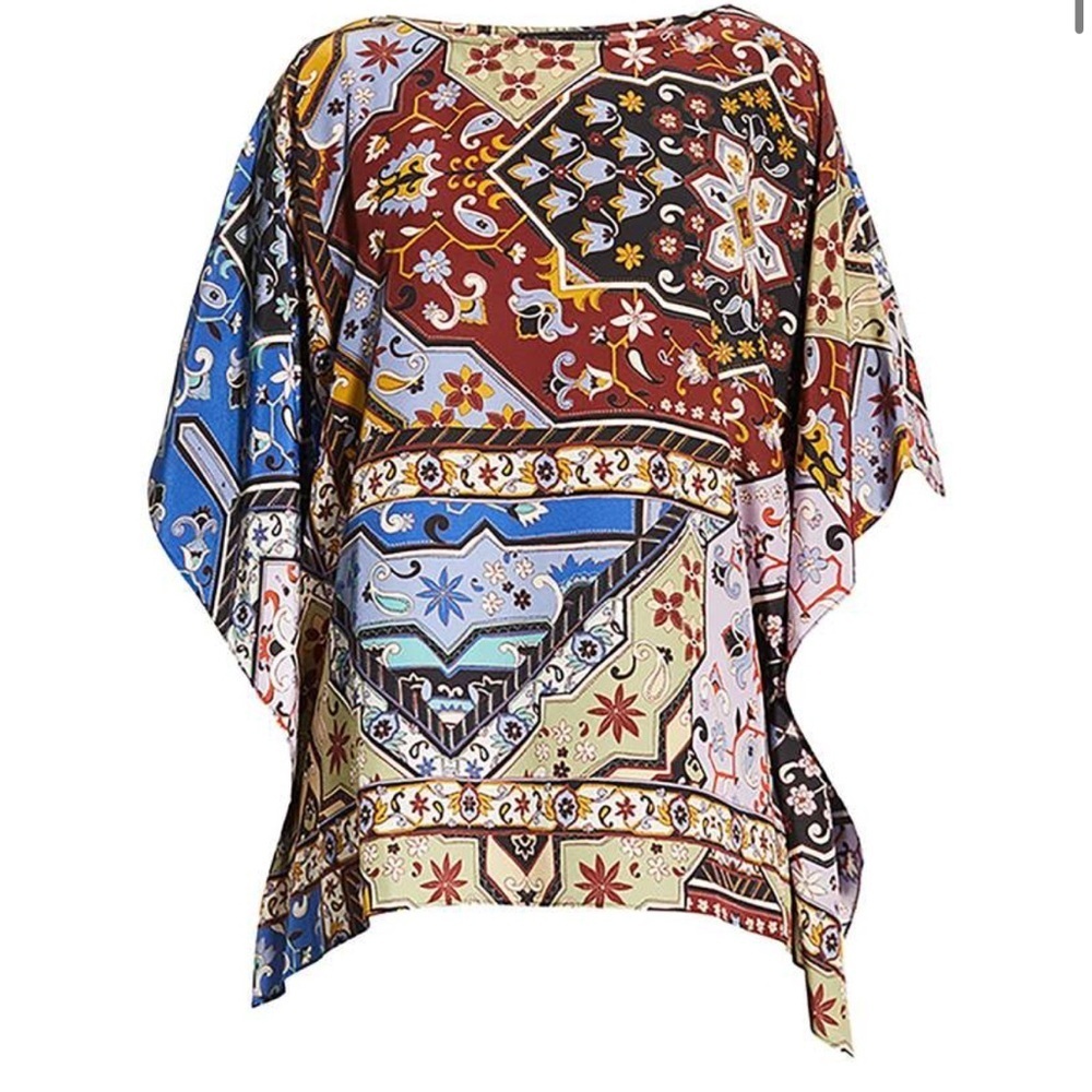 Johnny Was Miklos Silk Easy Top Kimono poncho Style Blouse size medium